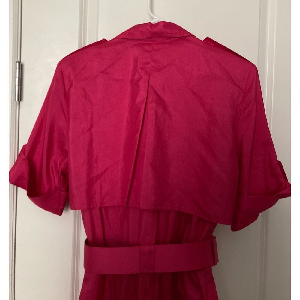 Vintage 80s Westbound Belted Pink Silky Tapered Parachute V-Neck Jumpsuit - Size - Picture 4 of 4